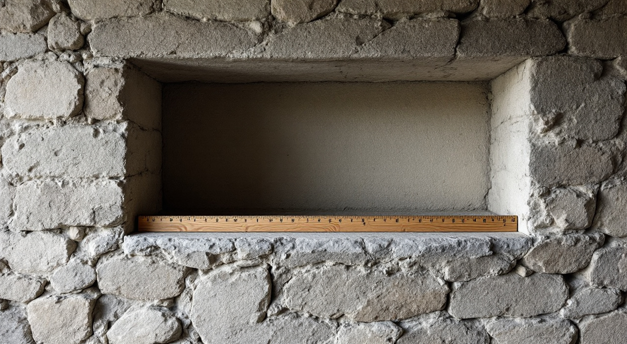 Tableau de fenêtre d'une maison ancienne montrant l'épaisseur d'un mur en moellons