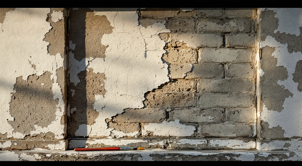 Fenêtre de dégagement sur une façade ancienne laissant apparaître un décor de faux joints tracés et peints sur l'enduit à la chaux