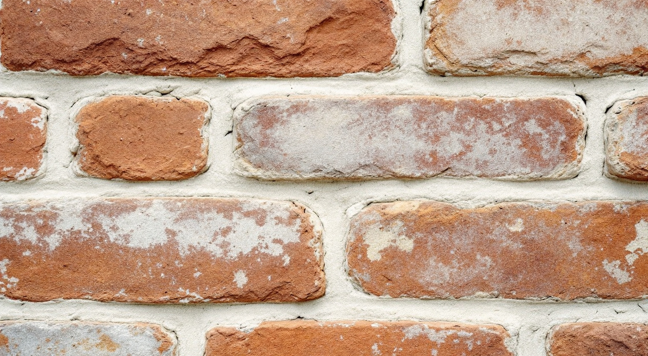 Mur de grison, grès ferrugineux couleur rouille, à joints de chaux clairs